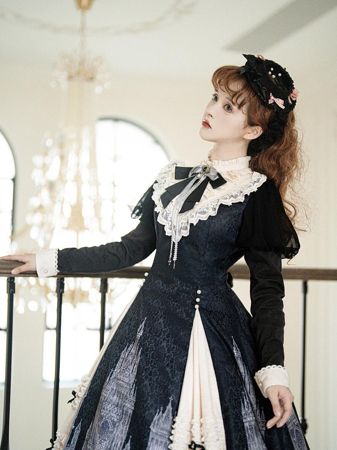 Letter from Unknown Stars Church Bell Motif Lolita Style Women's Elegant Long Sleeve Op