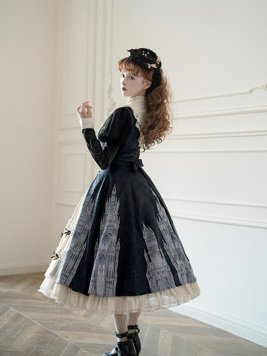 Letter from Unknown Stars Church Bell Motif Lolita Style Women's Elegant Long Sleeve Op