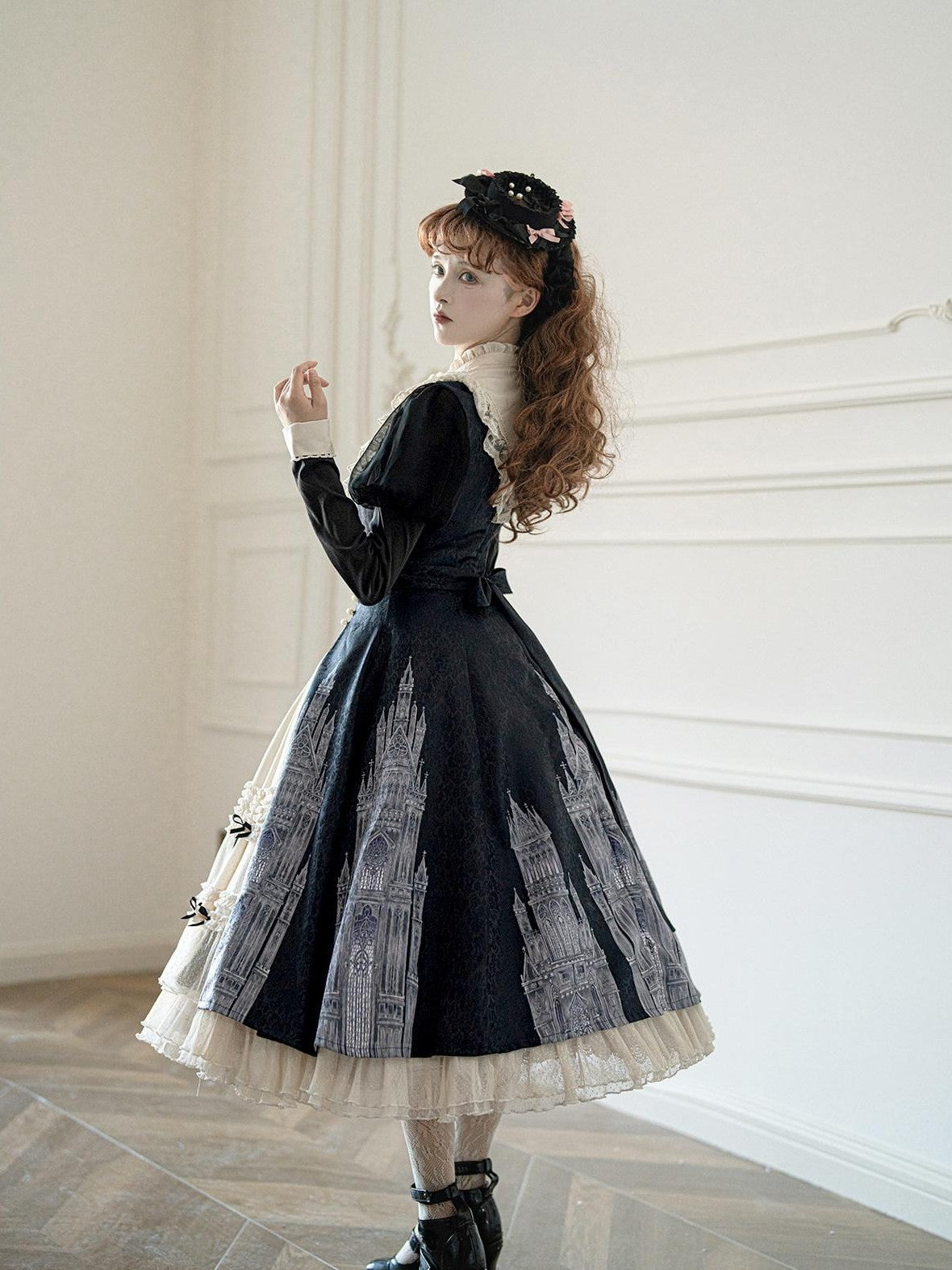 Letter from Unknown Stars Church Bell Motif Lolita Style Women's Elegant Long Sleeve Op