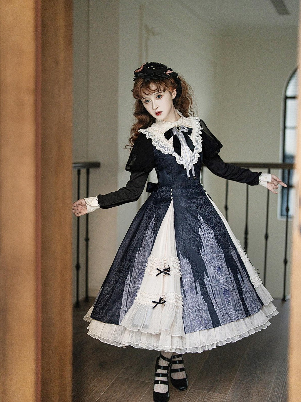 Letter from Unknown Stars Church Bell Motif Lolita Style Women's Elegant Long Sleeve Op