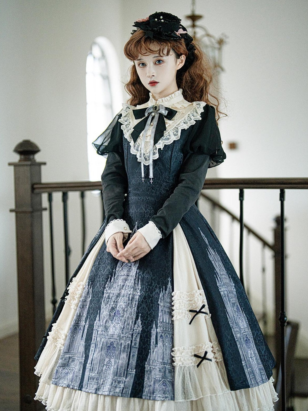 Letter from Unknown Stars Church Bell Motif Lolita Style Women's Elegant Long Sleeve Op
