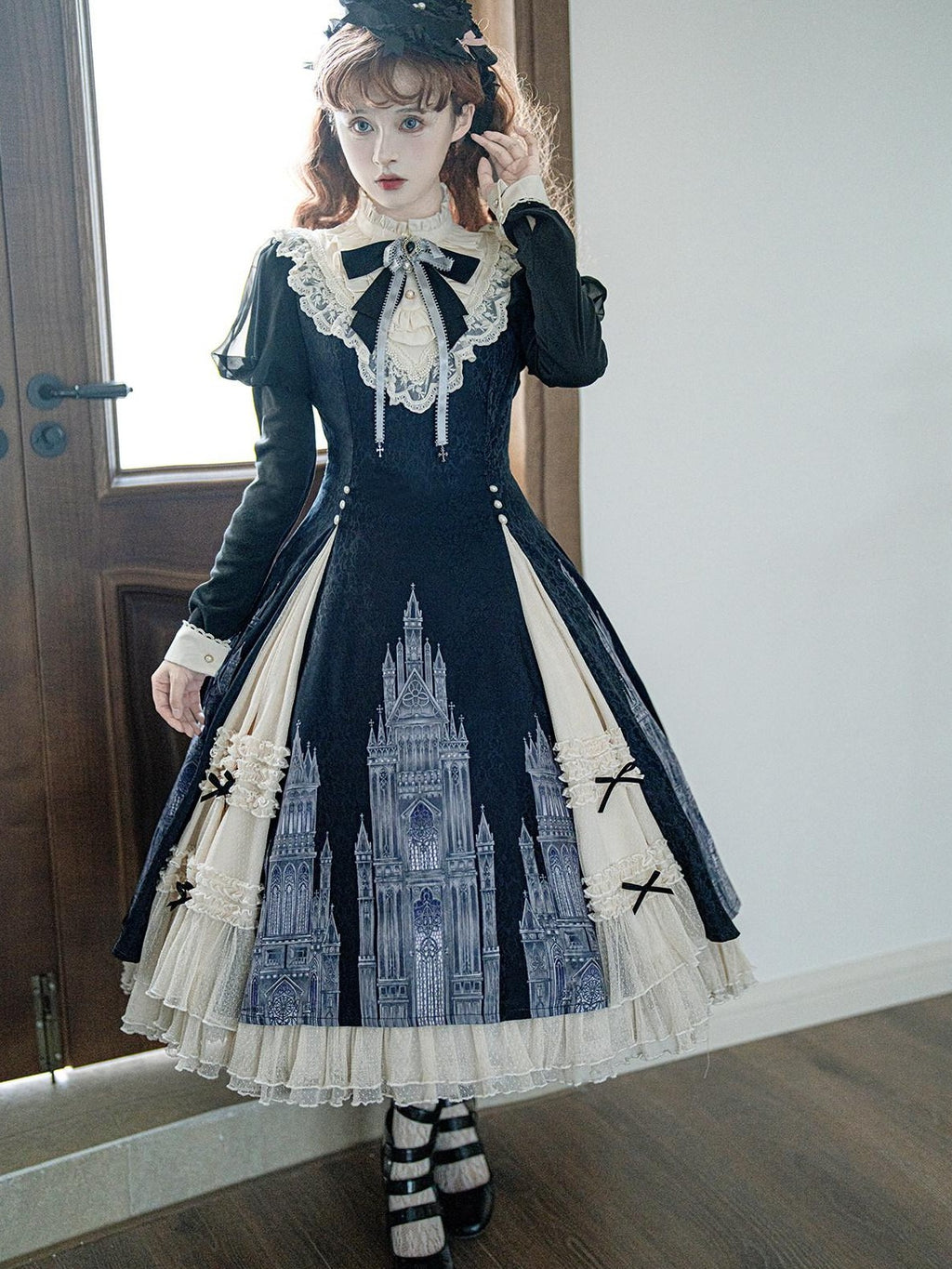 Letter from Unknown Stars Church Bell Motif Lolita Style Women's Elegant Long Sleeve Op