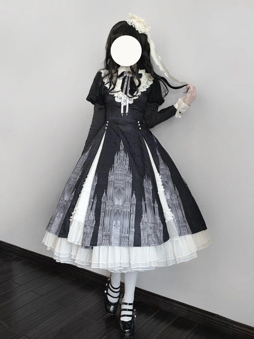 Letter from Unknown Stars Church Bell Motif Lolita Style Women's Elegant Long Sleeve Op