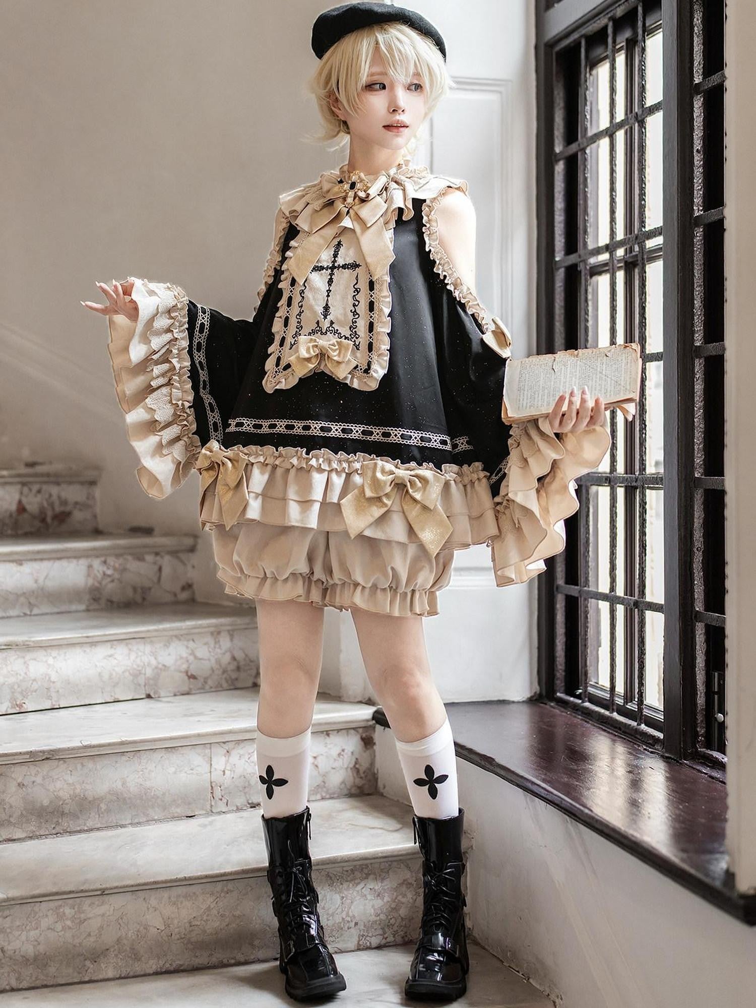 Letter from Unknown Stars Cross Gothic Lolita Prince Dark Academia Women's Full Coordination Sets