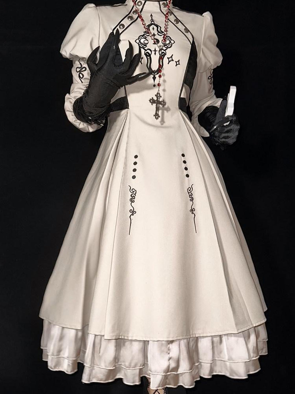 Letter from Unknown Stars Dark Moon Sigil Original Mini Gothic Lolita Women's Long Sleeve Op