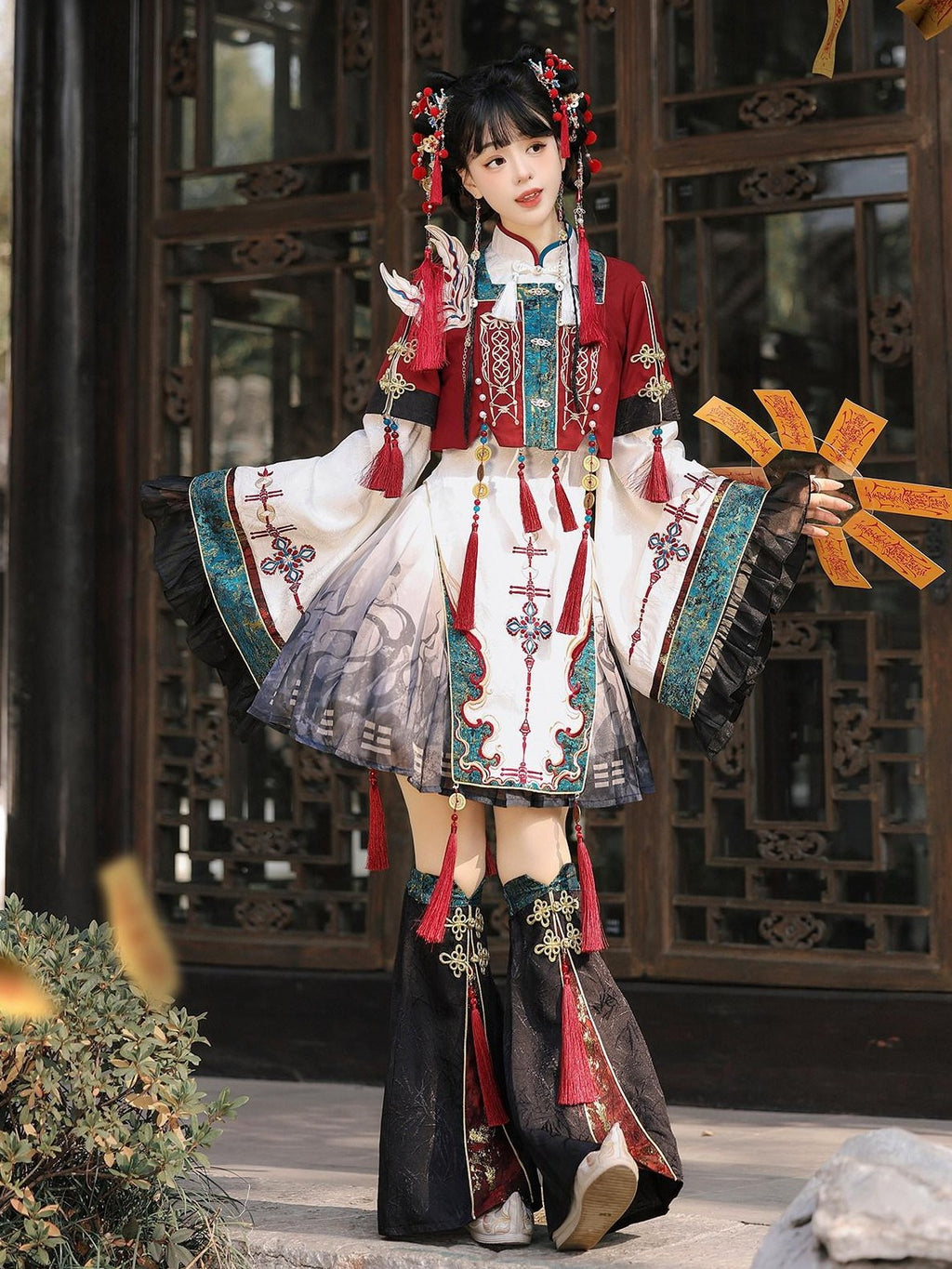 Letter from Unknown Stars Fantasy Fox Motif Secret Record Chinese Lolita Women's Chinoiserie Skirt Sets