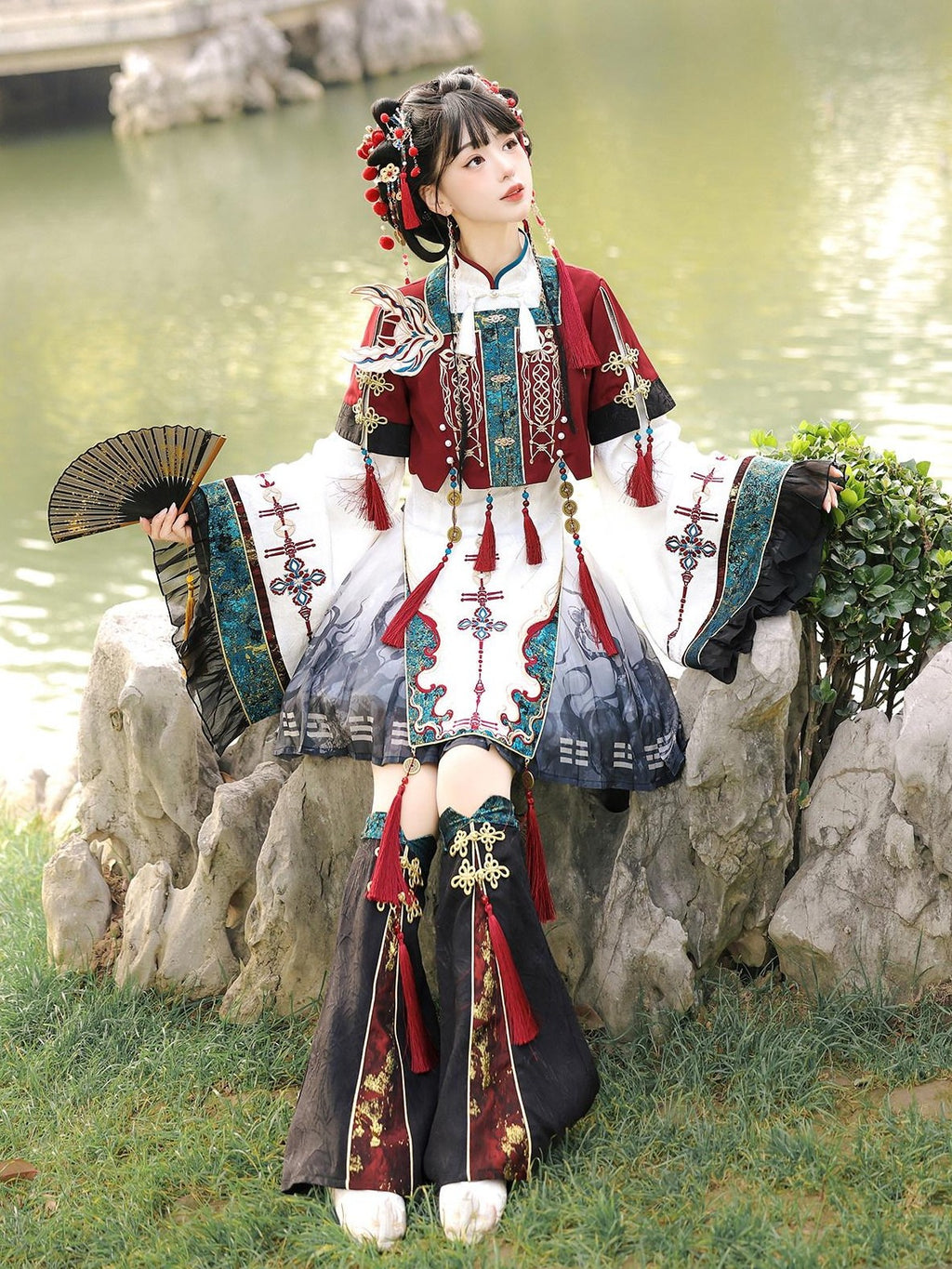 Letter from Unknown Stars Fantasy Fox Motif Secret Record Chinese Lolita Women's Chinoiserie Skirt Sets