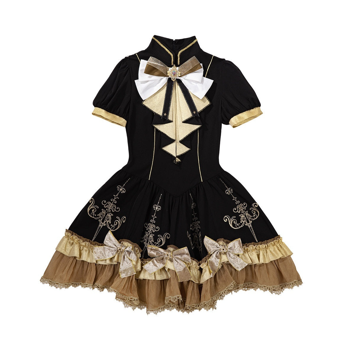 Letter_from_Unknown_Stars_Gilded_Vow_Gold_Foil_Print_Gothic_Lolita_Women's_Short_Sleeve_Op_909736540027_MISSTT