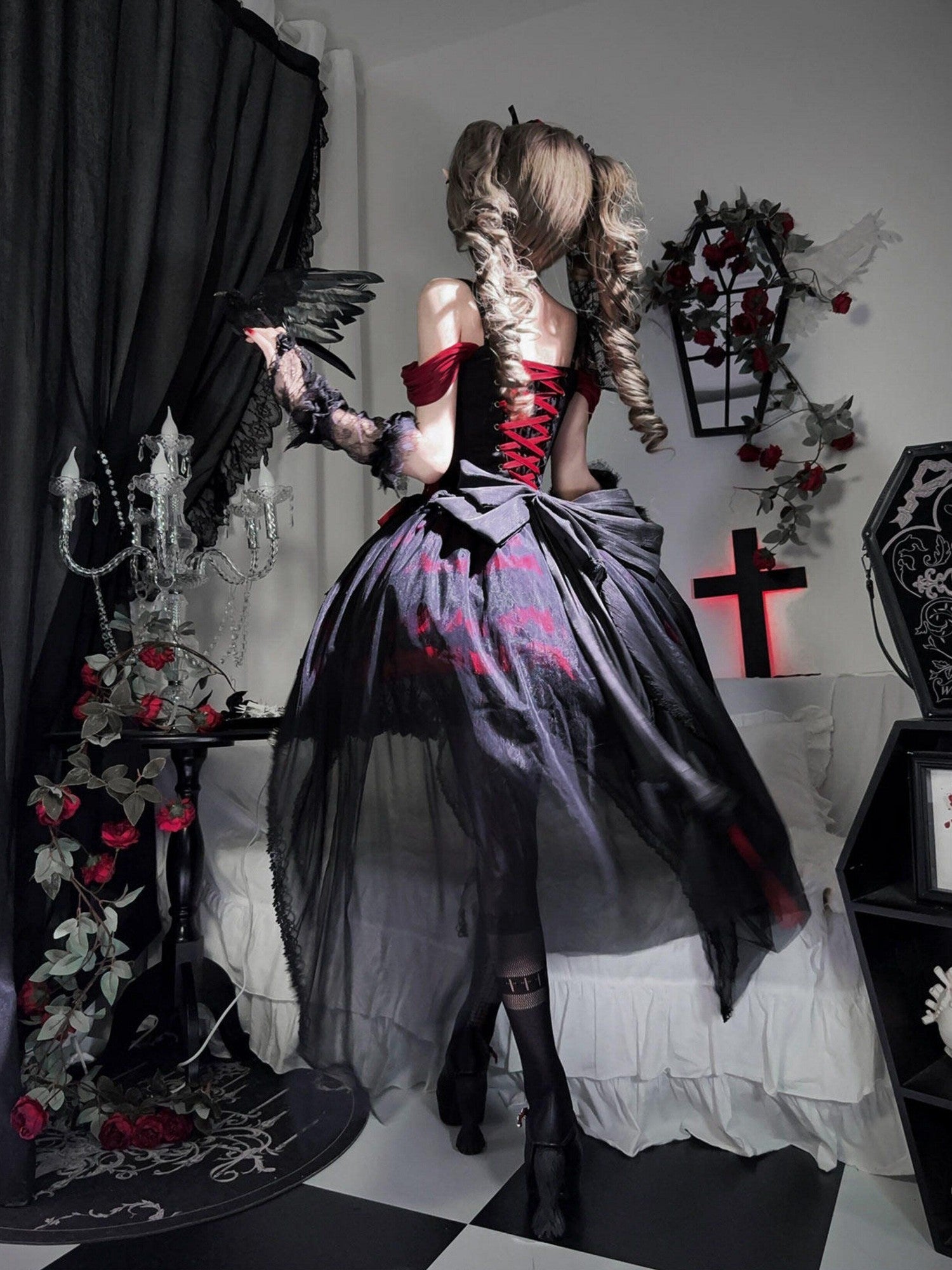 Letter from Unknown Stars Gothic Dragon Bone Thorn Lolita Women's Strap Puff Jsk / Jumper Skirts