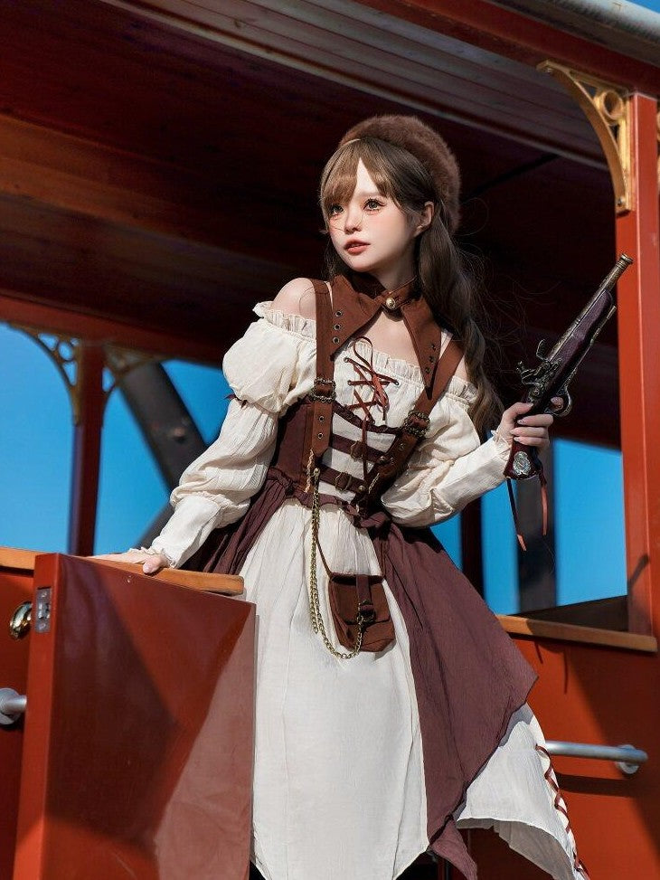Letter from Unknown Stars Nautical Pirate Lolita Women's Vest And Suspender Pants Jsk Sets
