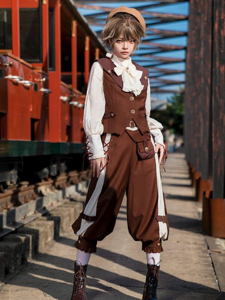 Letter from Unknown Stars Nautical Pirate Lolita Women's Vest And Suspender Pants Jsk Sets