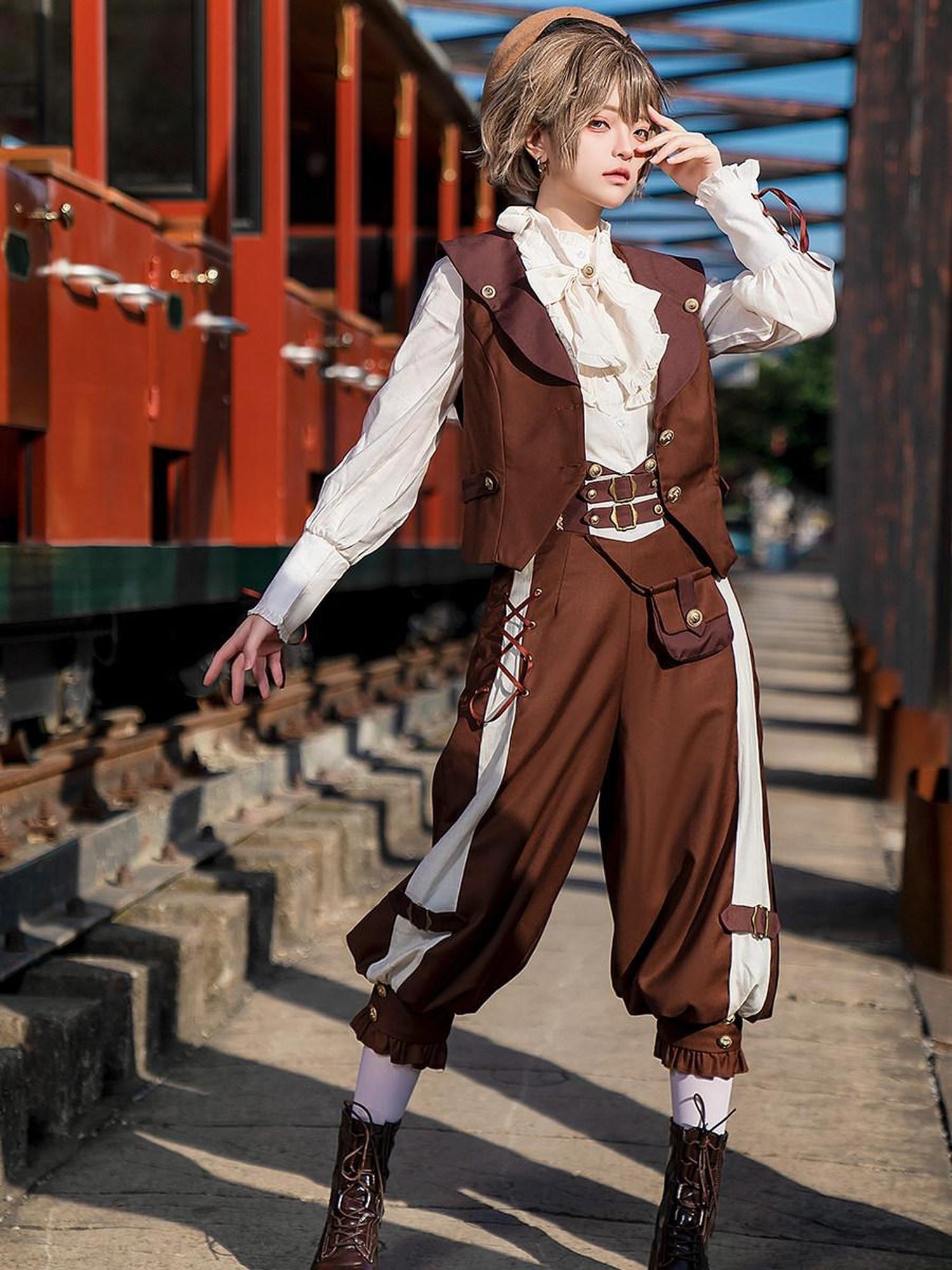 Letter from Unknown Stars Nautical Pirate Lolita Women's Vest And Suspender Pants Jsk Sets