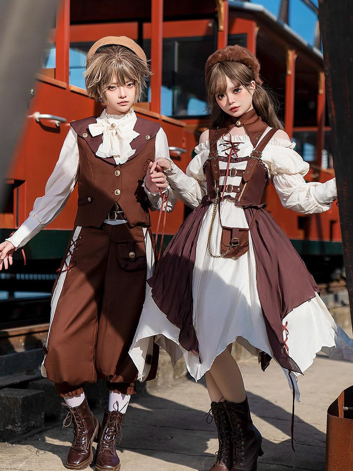 Letter from Unknown Stars Nautical Pirate Lolita Women's Vest And Suspender Pants Jsk Sets