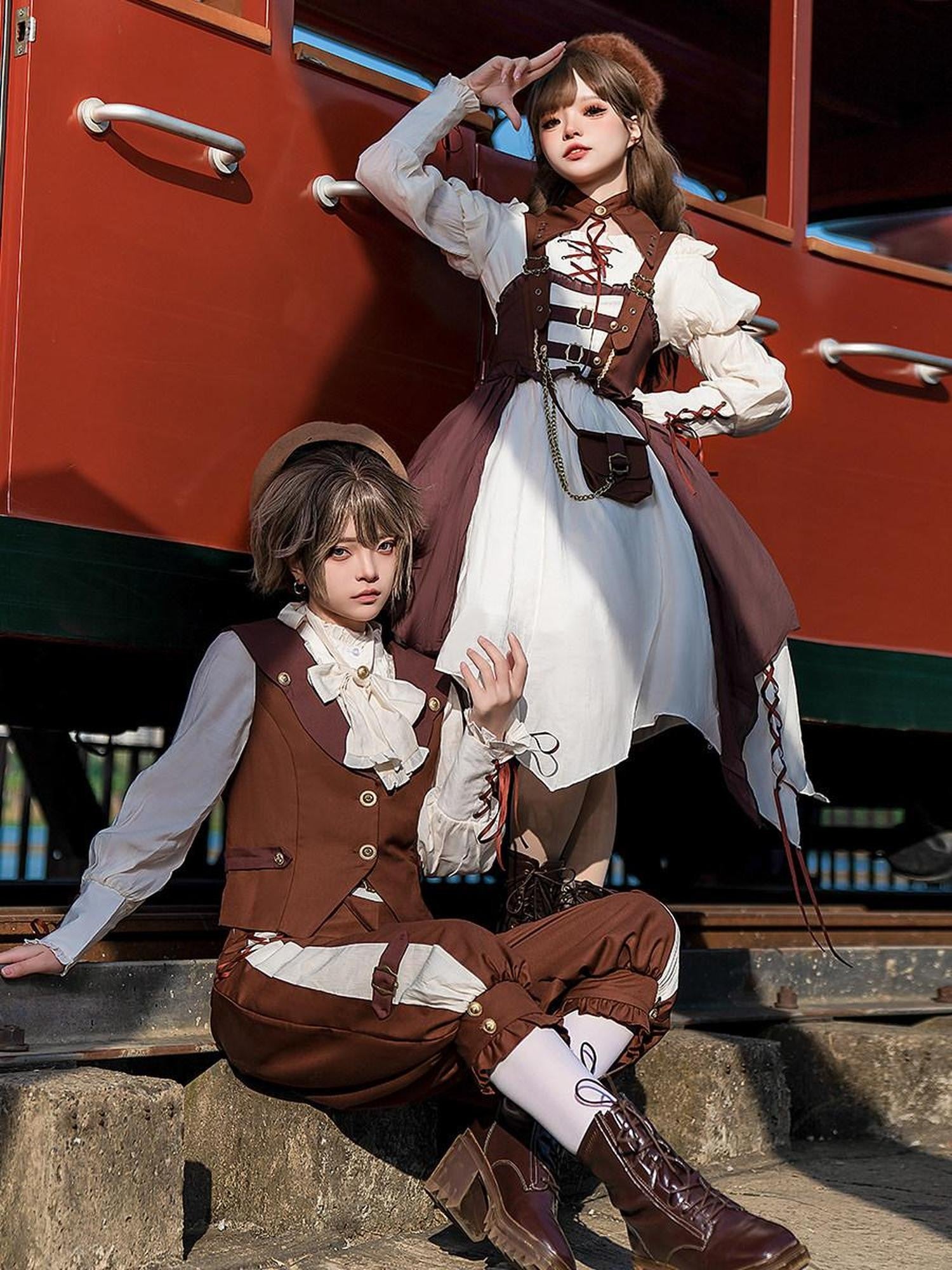 Letter from Unknown Stars Nautical Pirate Lolita Women's Vest And Suspender Pants Jsk Sets