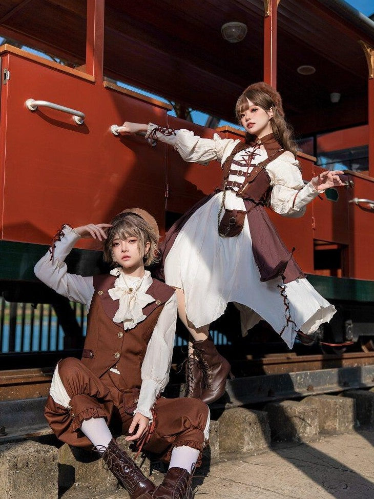 Letter from Unknown Stars Nautical Pirate Lolita Women's Vest And Suspender Pants Jsk Sets