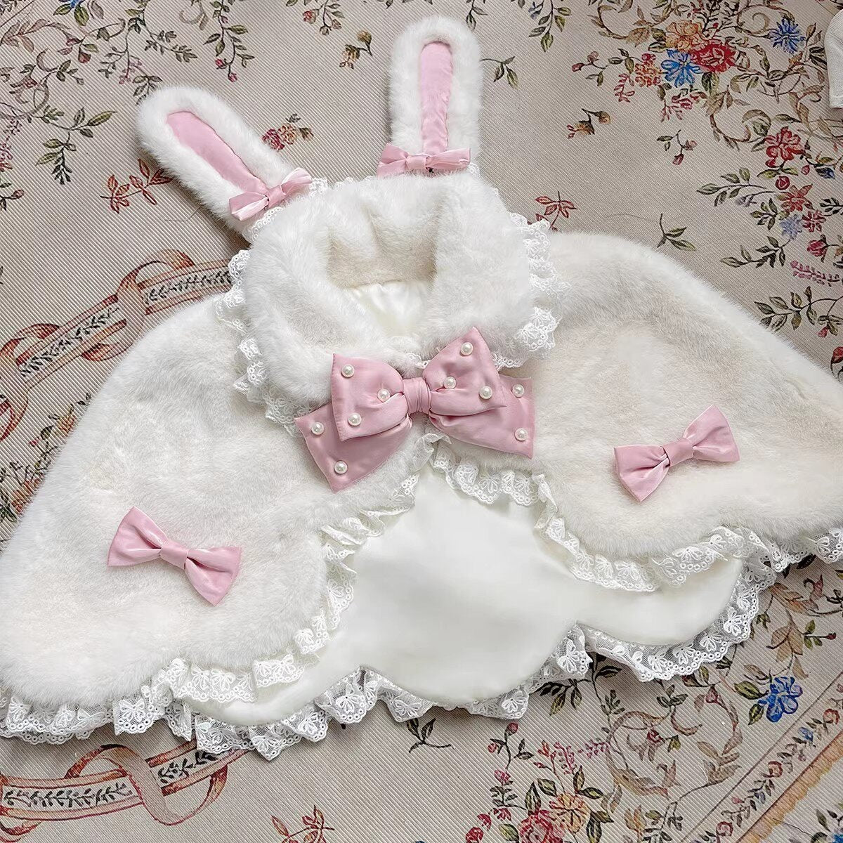Letter_from_Unknown_Stars_Pastel_Pink_White_Lolita_Princess_Ribbon_Bow_Women's_Capelets_751098990932_MISSTT