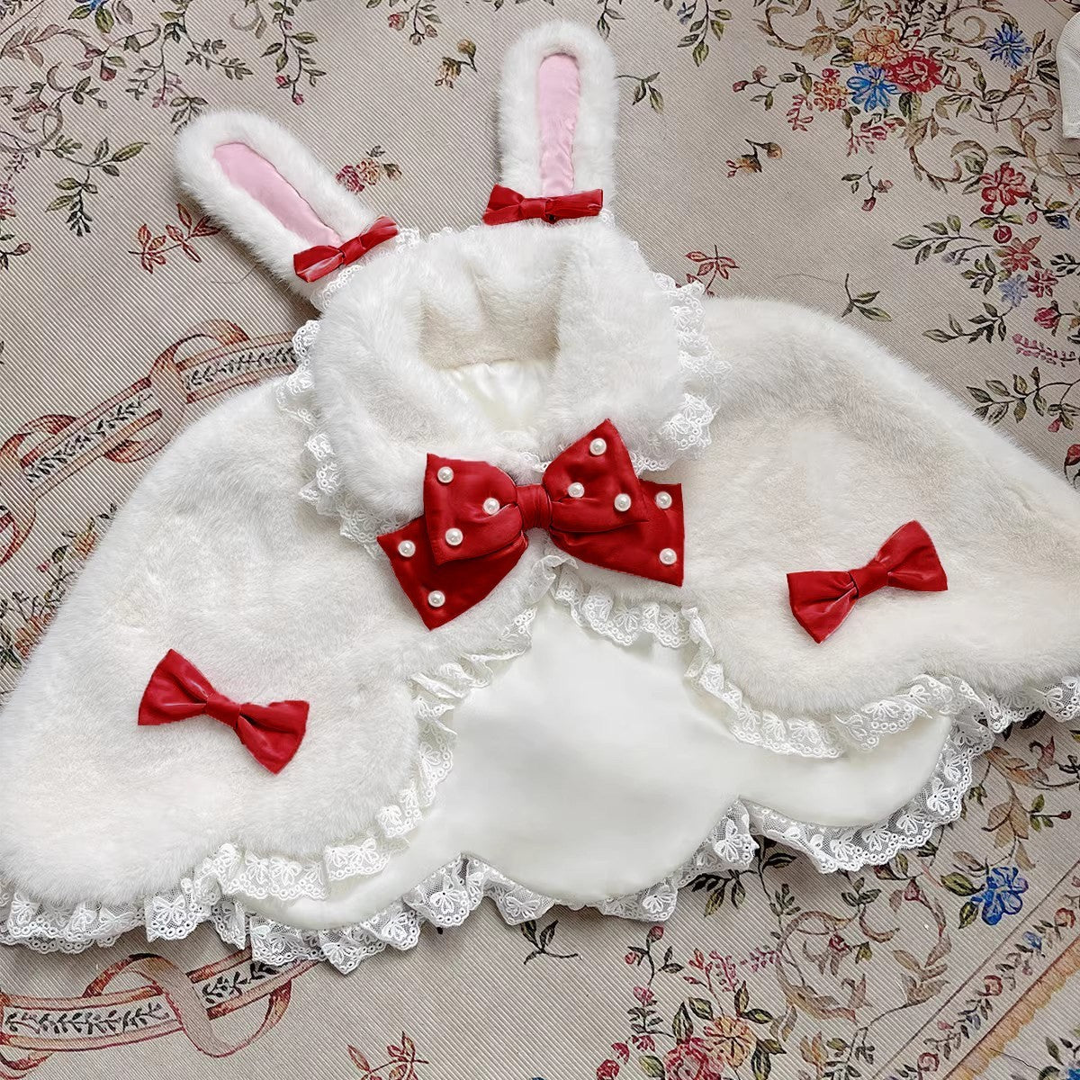Letter_from_Unknown_Stars_Pastel_Pink_White_Lolita_Princess_Ribbon_Bow_Women's_Capelets_751098990932_MISSTT
