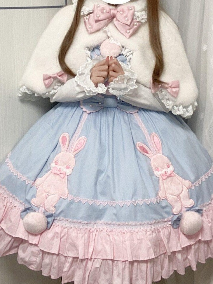 Letter from Unknown Stars Pastel Pink White Lolita Princess Ribbon Bow Women's Capelets