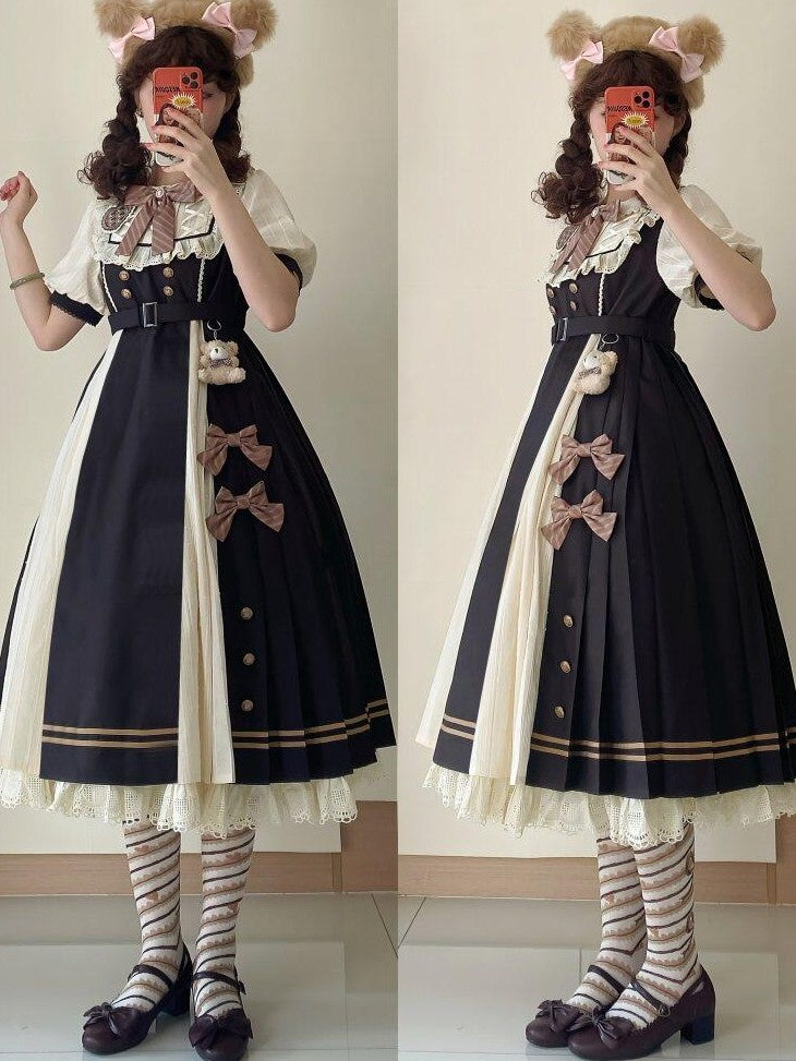 Letter from Unknown Stars Pleated Puff Sleeve Doll Collar A Line Lolita Women's Polyester Short Sleeve Op