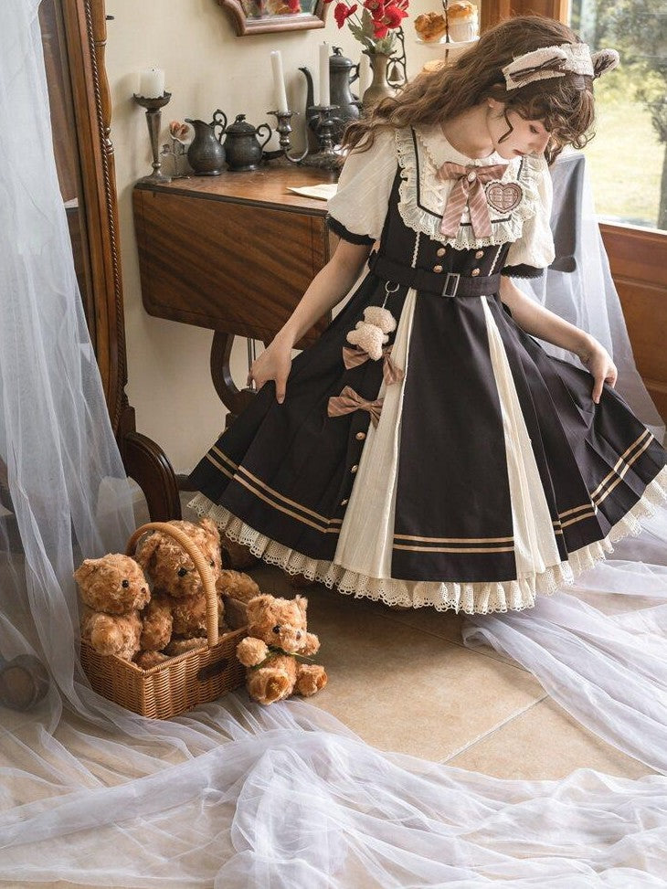 Letter from Unknown Stars Pleated Puff Sleeve Doll Collar A Line Lolita Women's Polyester Short Sleeve Op
