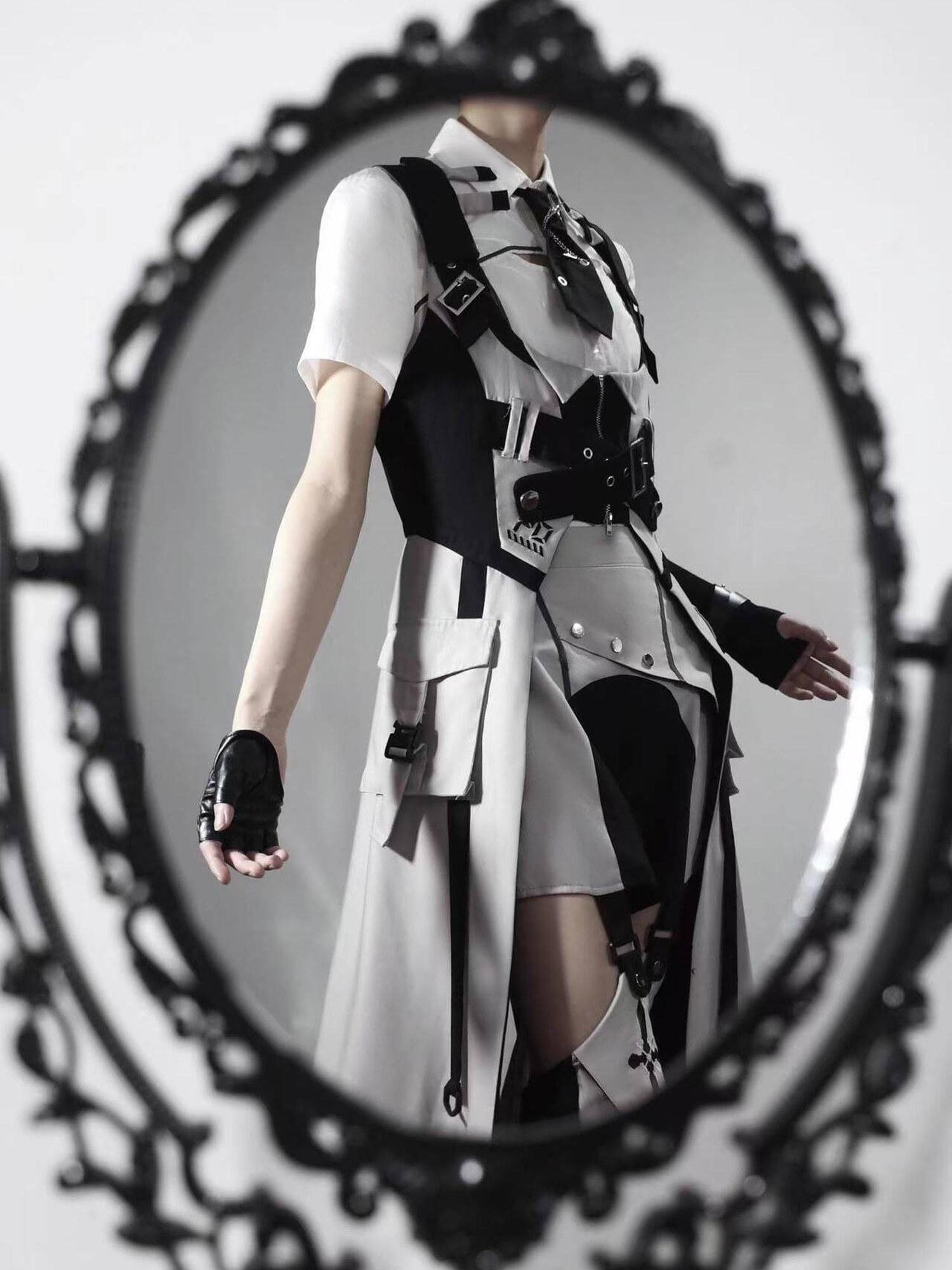 Letter from Unknown Stars Tianhe Record Short Sleeve Lolita Vest Tie Skirt Women's Op Sets