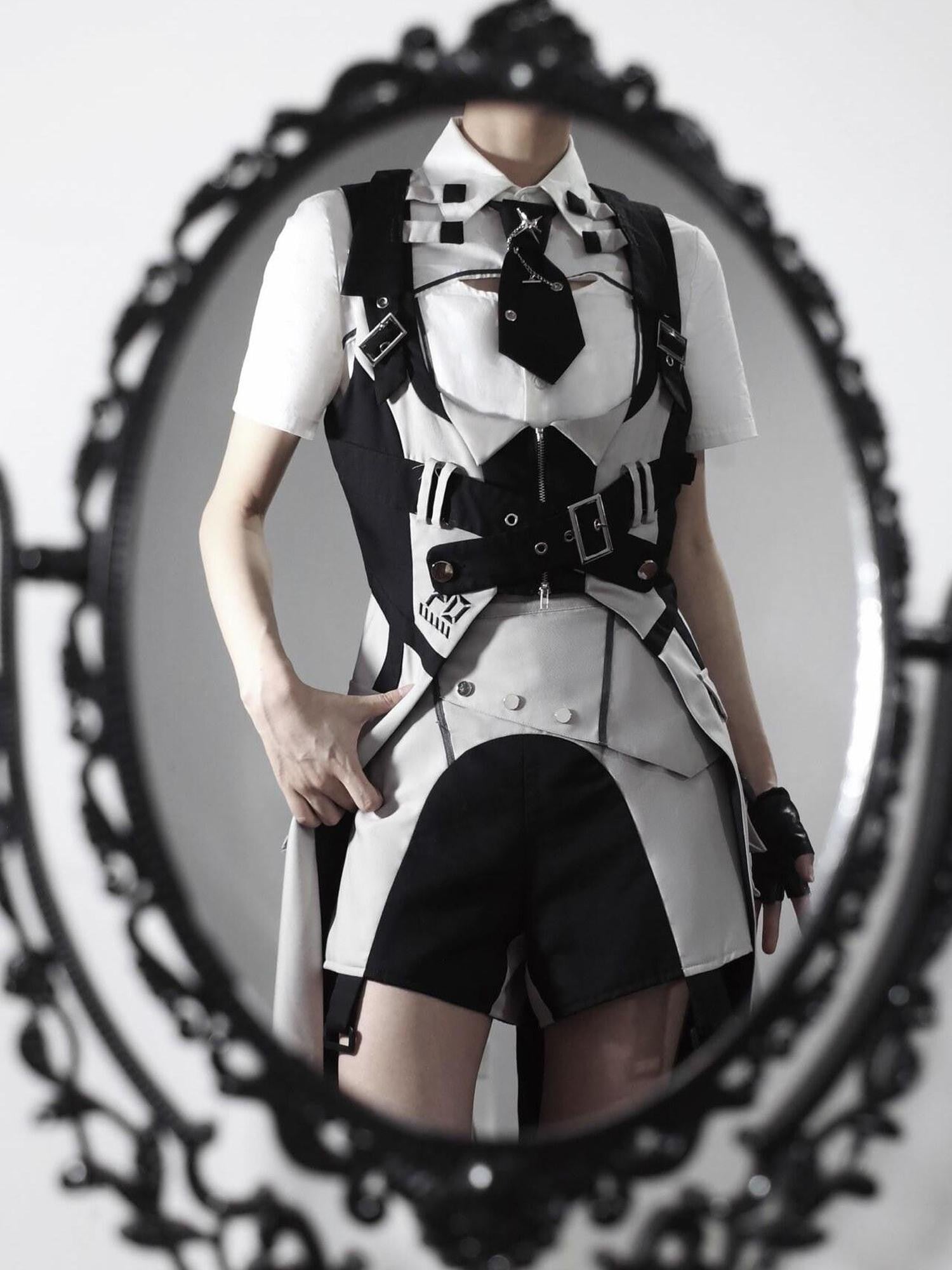 Letter from Unknown Stars Tianhe Record Short Sleeve Lolita Vest Tie Skirt Women's Op Sets