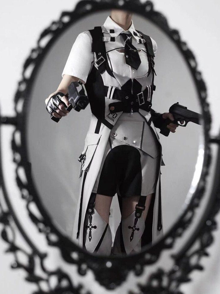 Letter from Unknown Stars Tianhe Record Short Sleeve Lolita Vest Tie Skirt Women's Op Sets