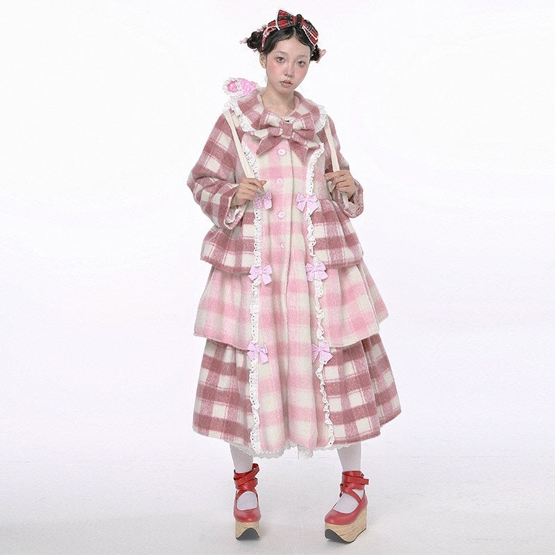 SOS_MEME_CLUB_Pink_Plaid_Bow_Doll_Collar_Raglan_Longline_Single_Breasted_Women's_Tweed_Coats_843620966468_MISSTT