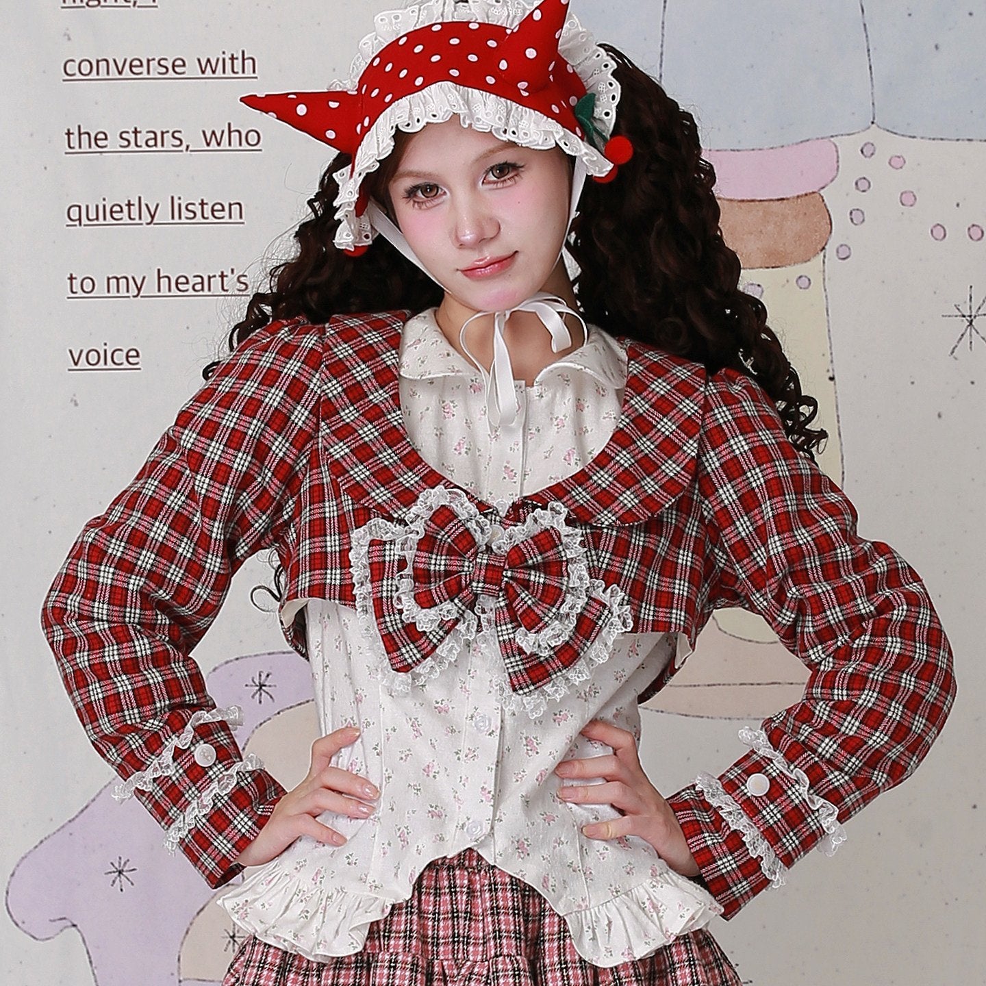 SOS_MEME_CLUB_Red_Plaid_Bow_Doll_Collar_Cropped_Long_Sleeve_Patchwork_Women's_Woolen_Capelets_979068162277_MISSTT
