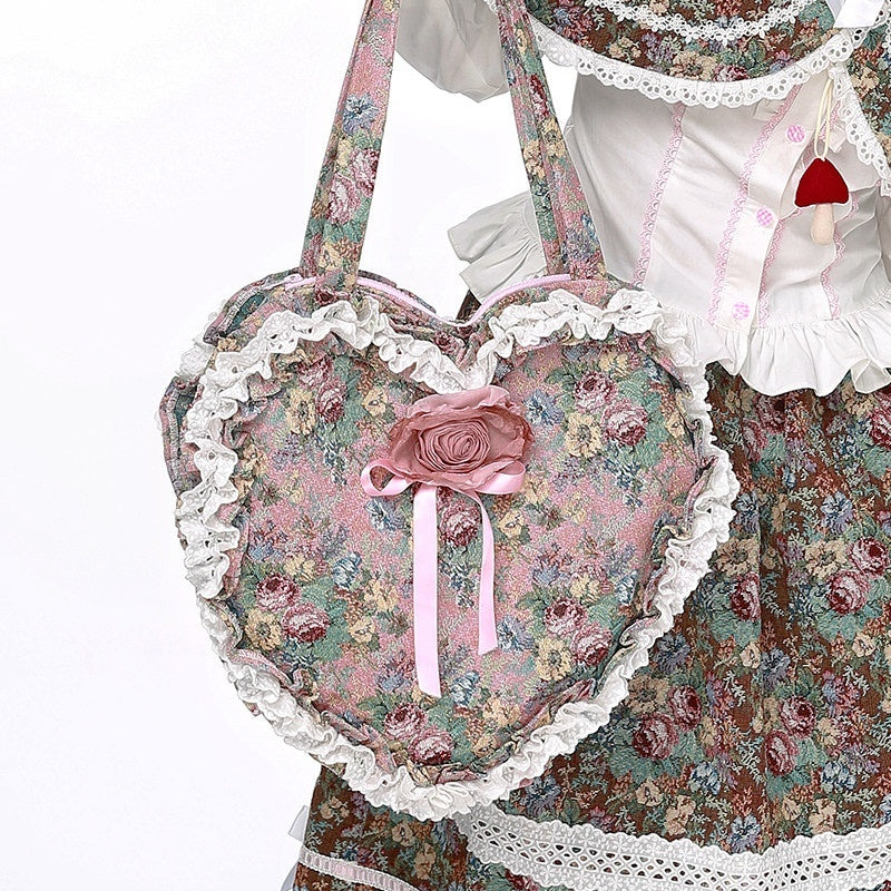 SOS_MEME_CLUB_Showa_Retro_Lolita_Pink_Heart_Floral_Women's_Mixed_Material_Shoulder_Bags_834848925387_MISSTT