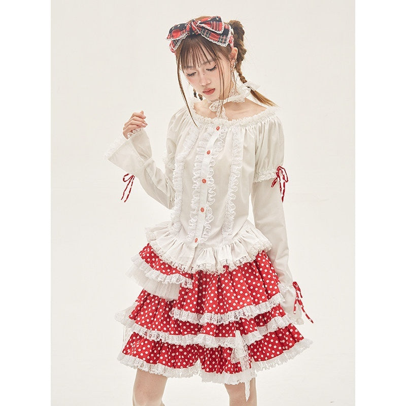 SOS_MEME_CLUB_Showa_Retro_Ruffle_Bow_Puff_Sleeves_Square_Neck_Women's_Short_Sleeve_Blouses_708637223127_MISSTT