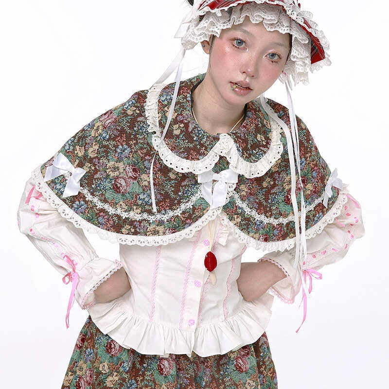 SOS_MEME_CLUB_Showa_Vintage_Red_Plaid_Bow_Lolita_Women's_Other_Fabric_Capelets_835049136364_MISSTT
