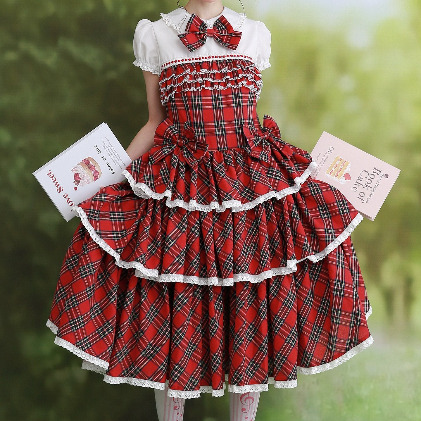 SOS_MEME_CLUB_Vintage_Red_Doll_Collar_Puff_Sleeve_Cake_Skirt_Women's_Cotton_Short_Sleeve_Op_1042548412024_MISSTT