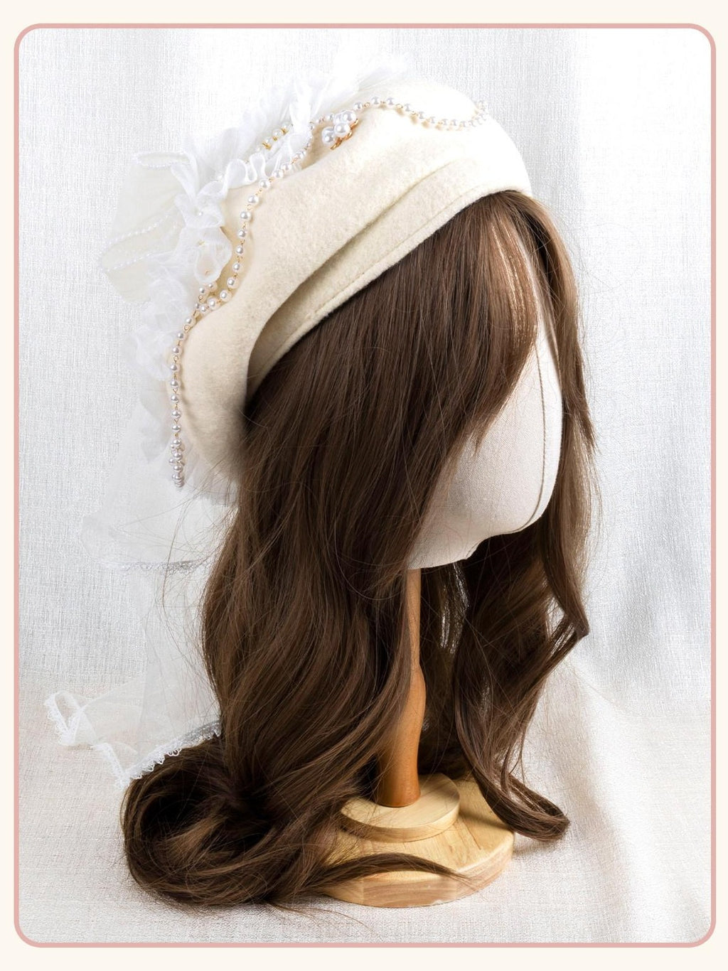 Stardust Rose Apricot Stardust Rose Lace Bow Lolita Handmade Women's Full Bonnets