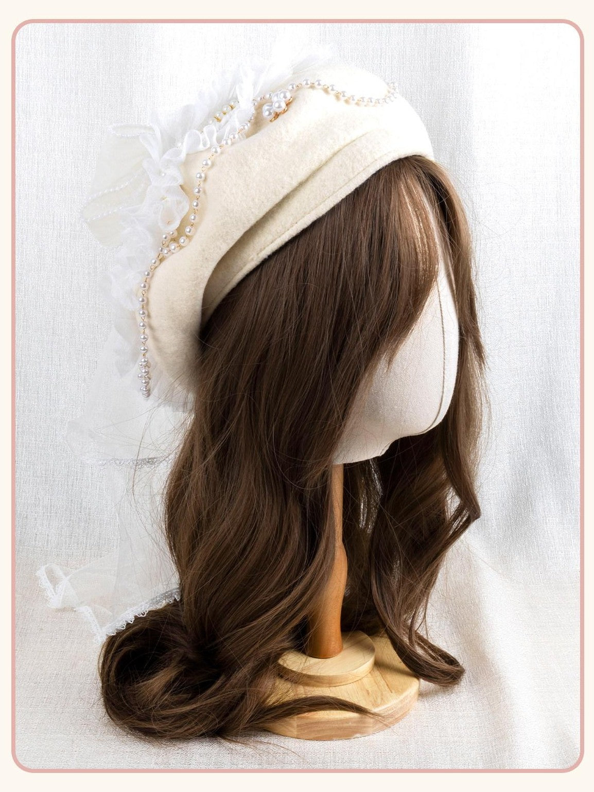 Stardust Rose Apricot Stardust Rose Lace Bow Lolita Handmade Women's Full Bonnets