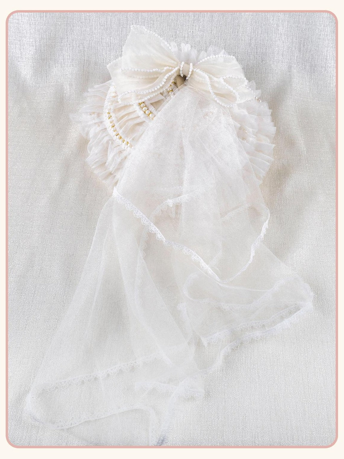 Stardust Rose Apricot Stardust Rose Lace Bow Lolita Handmade Women's Full Bonnets
