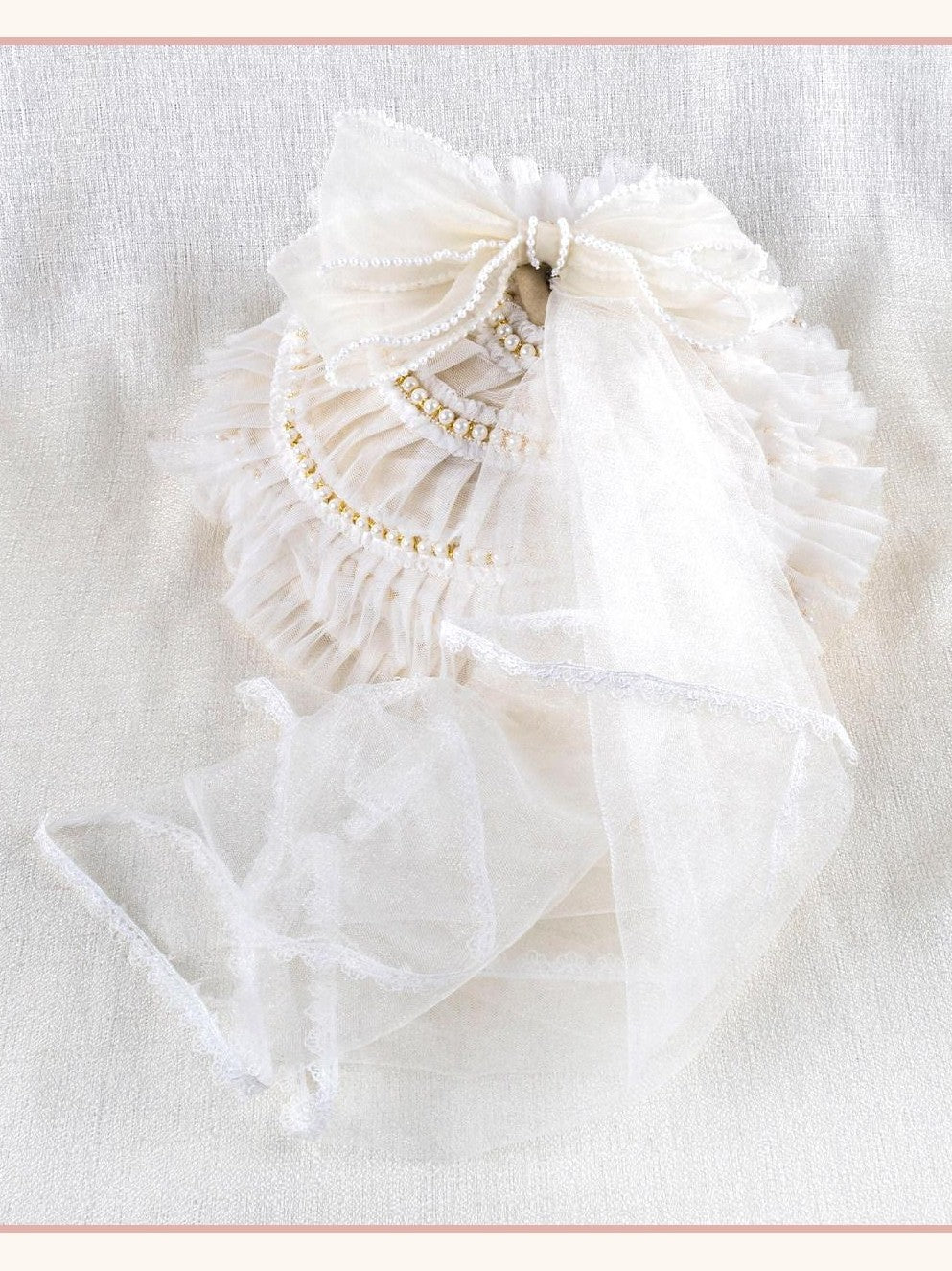 Stardust Rose Apricot Stardust Rose Lace Bow Lolita Handmade Women's Full Bonnets