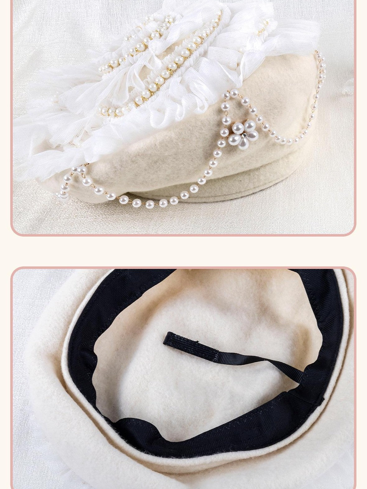 Stardust Rose Apricot Stardust Rose Lace Bow Lolita Handmade Women's Full Bonnets