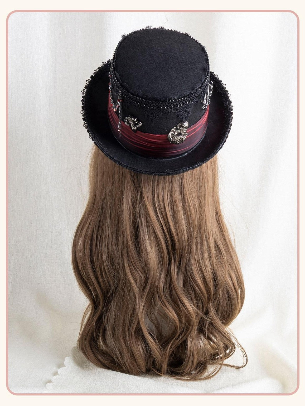 Stardust Rose Black Lace Trim Blood Moon High Crown Wide Brim Women's Full Bonnets
