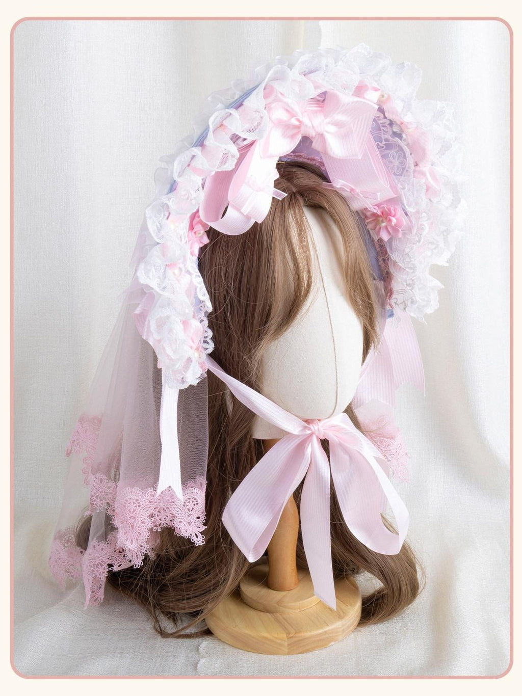 Stardust Rose Cherry Blossom Bow Veil Handmade Women's Lace Kc / Headbands