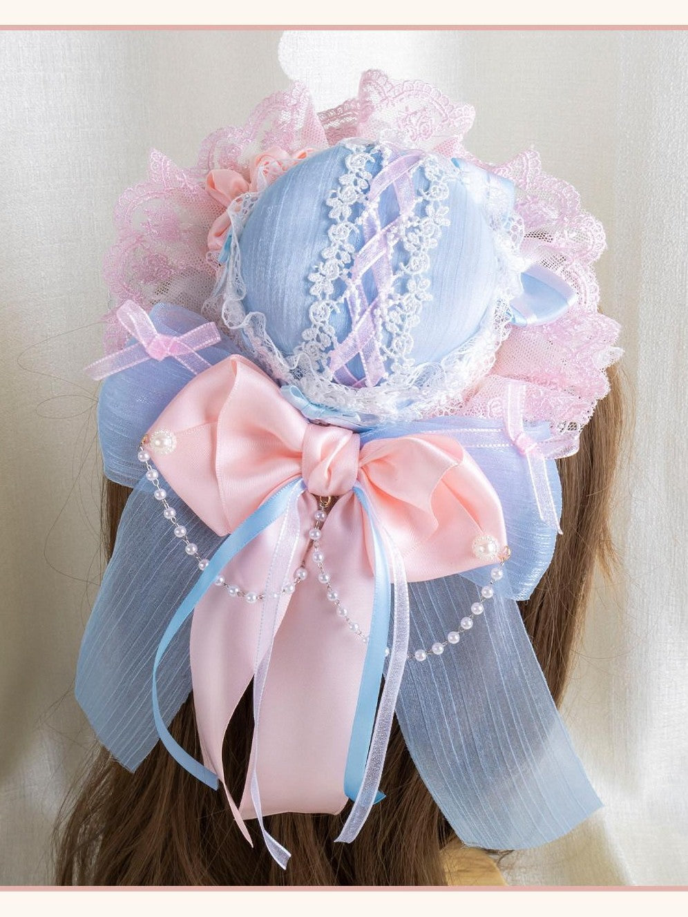 Stardust Rose Cherry Blossom Bow Veil Handmade Women's Lace Kc / Headbands