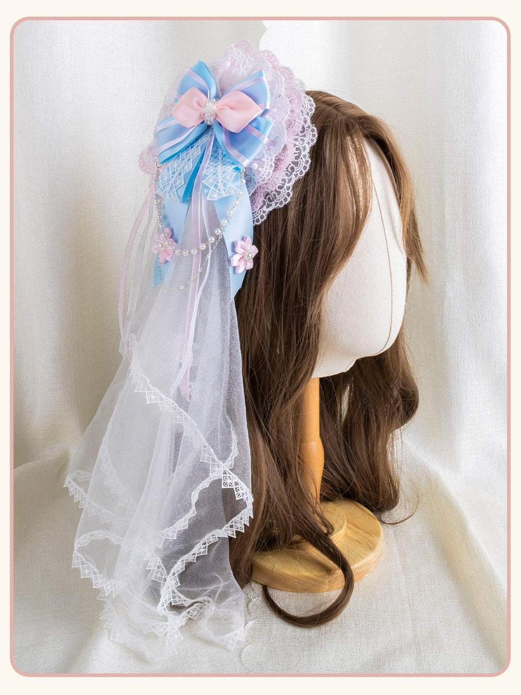 Stardust Rose Cherry Blossom Bow Veil Handmade Women's Lace Kc / Headbands