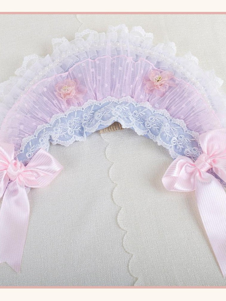 Stardust Rose Cherry Blossom Bow Veil Handmade Women's Lace Kc / Headbands