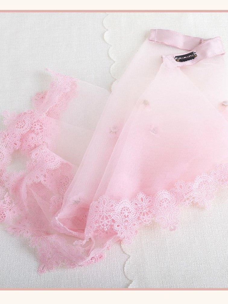 Stardust Rose Cherry Blossom Bow Veil Handmade Women's Lace Kc / Headbands