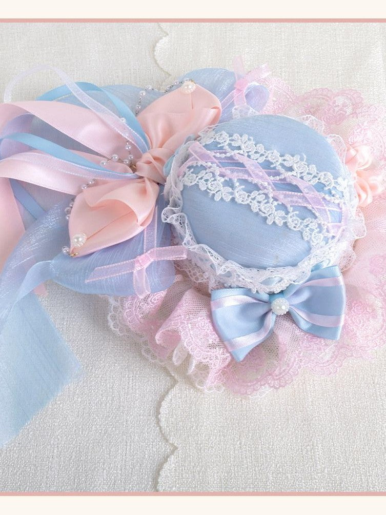 Stardust Rose Cherry Blossom Bow Veil Handmade Women's Lace Kc / Headbands