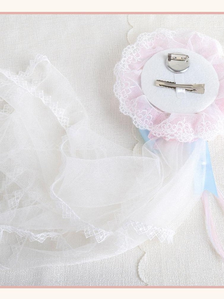 Stardust Rose Cherry Blossom Bow Veil Handmade Women's Lace Kc / Headbands