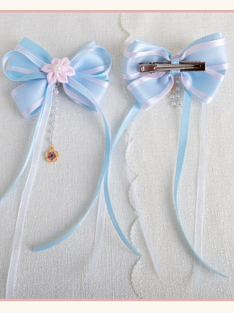 Stardust Rose Cherry Blossom Bow Veil Handmade Women's Lace Kc / Headbands