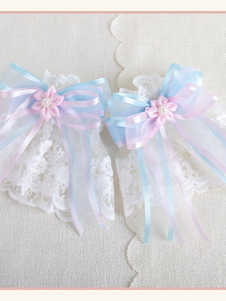 Stardust Rose Cherry Blossom Bow Veil Handmade Women's Lace Kc / Headbands