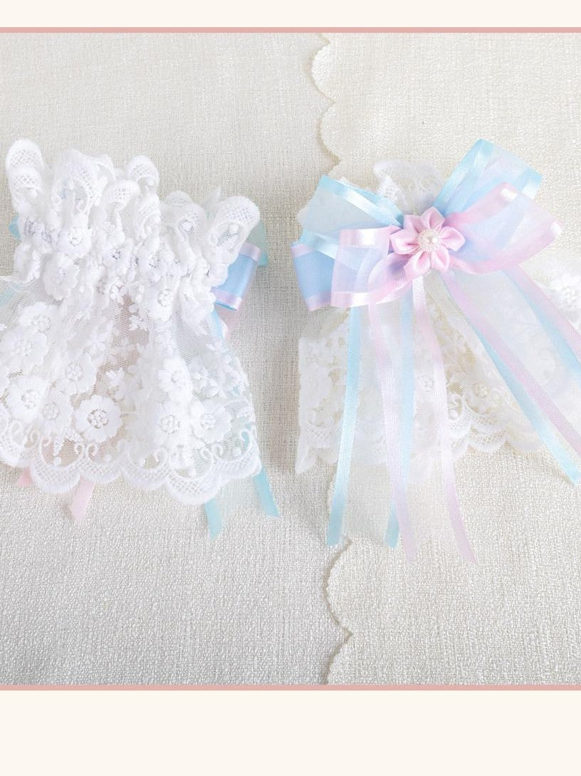 Stardust Rose Cherry Blossom Bow Veil Handmade Women's Lace Kc / Headbands