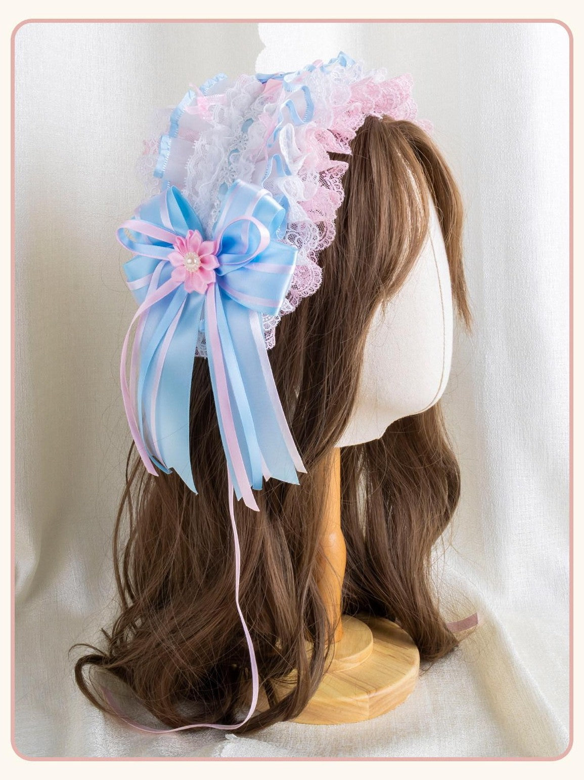 Stardust Rose Cherry Blossom Bow Veil Handmade Women's Lace Kc / Headbands